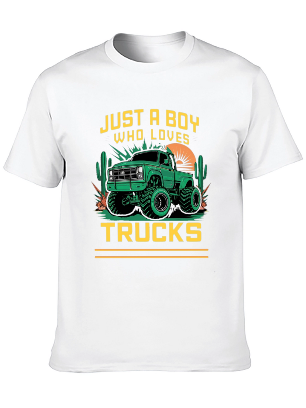 Boy Who Loves Trucks Black Graphic T-Shirt