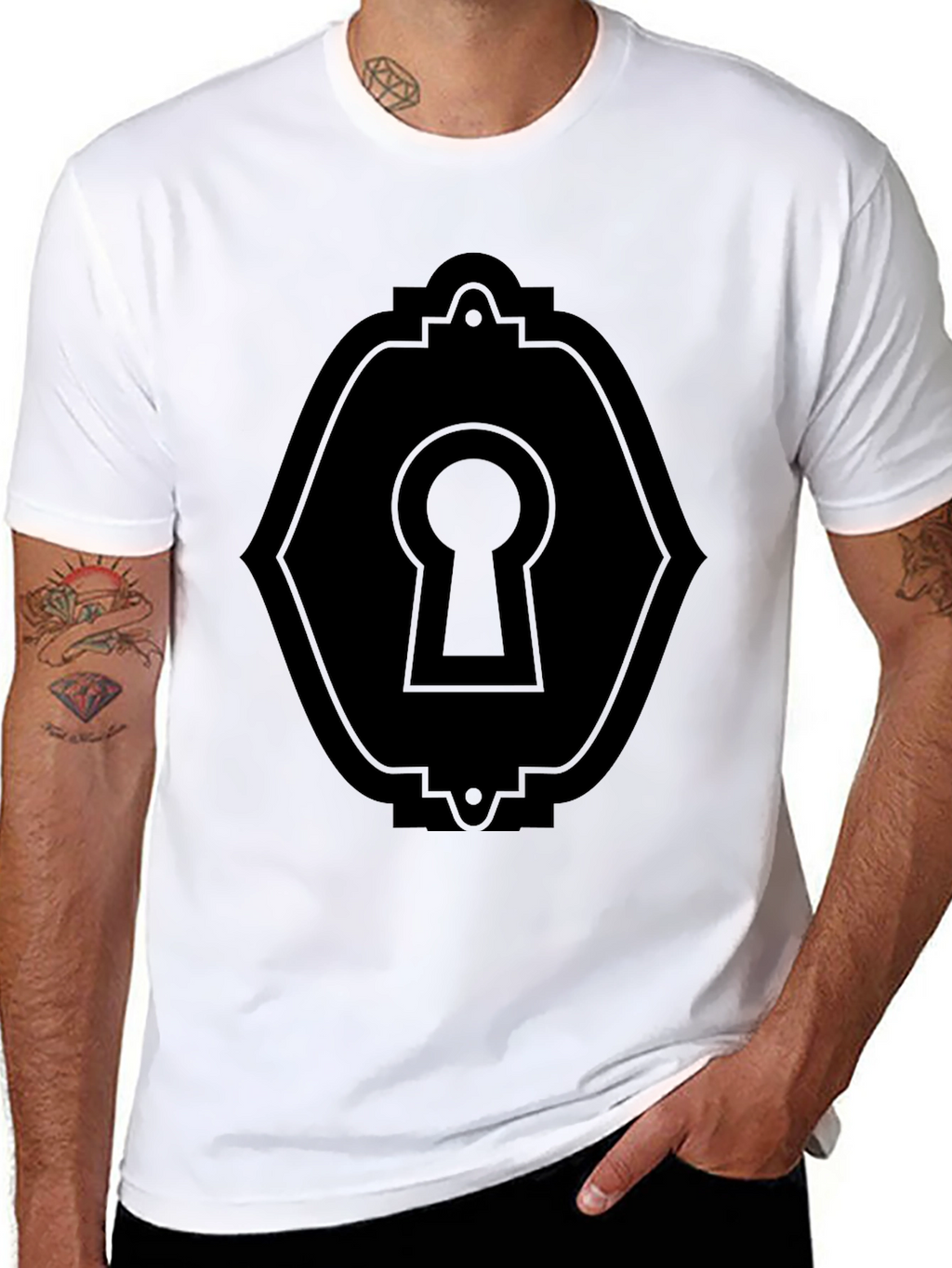 Keyhole Graphic Tee - Sleek Black T-Shirt