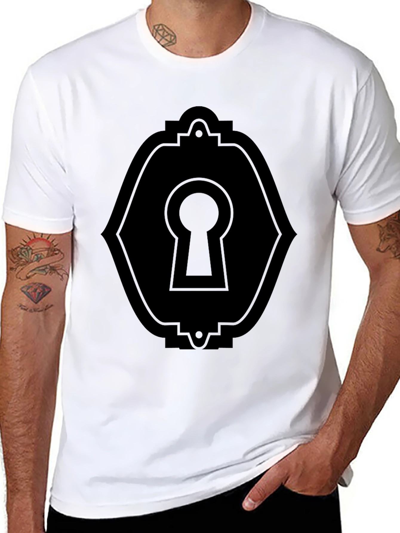 Keyhole Graphic Tee - Sleek Black T-Shirt