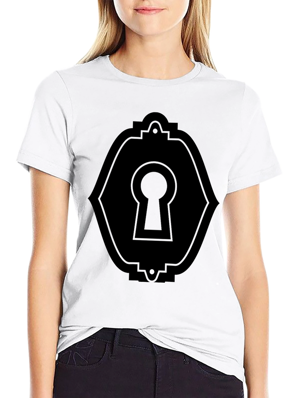 Keyhole Graphic Tee - Sleek Black T-Shirt