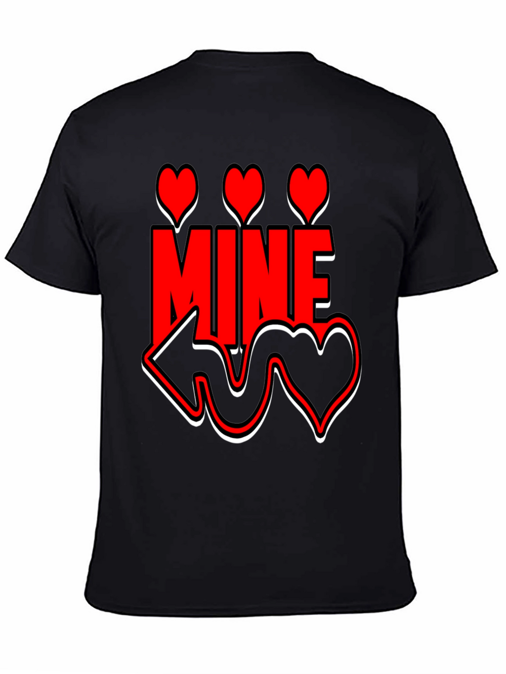 Valentines Day Mine Heart Graphic Black T-Shirt