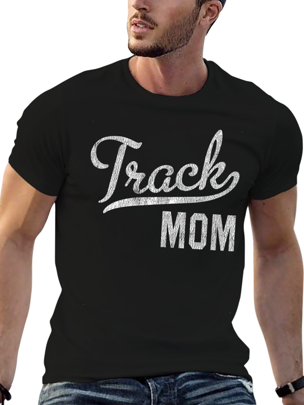 Track Mom Graphic Tee - Black Cotton T-Shirt