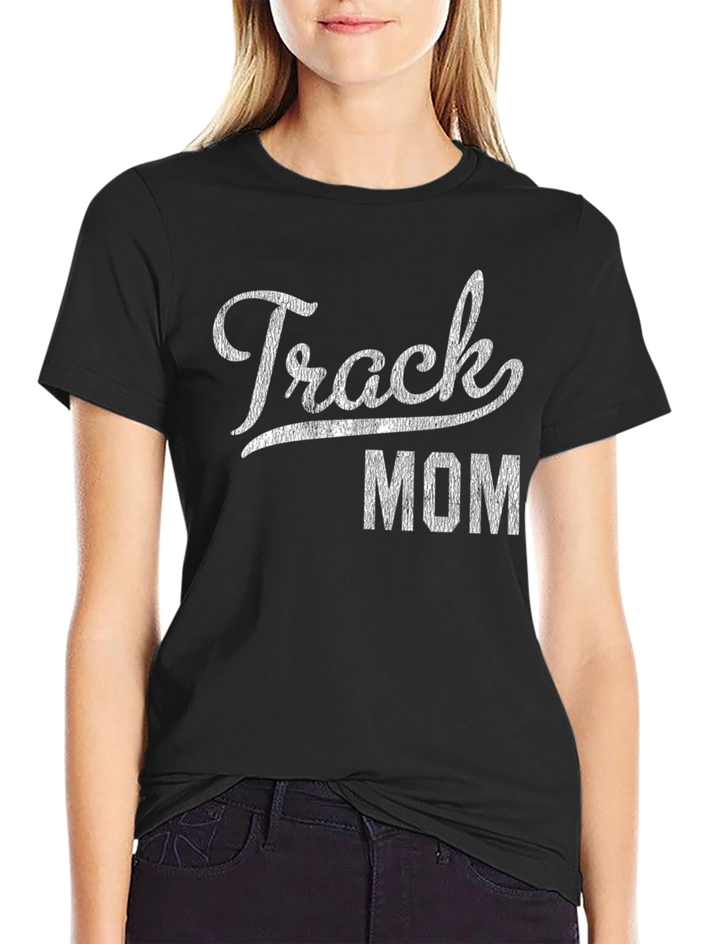 Track Mom Graphic Tee - Black Cotton T-Shirt