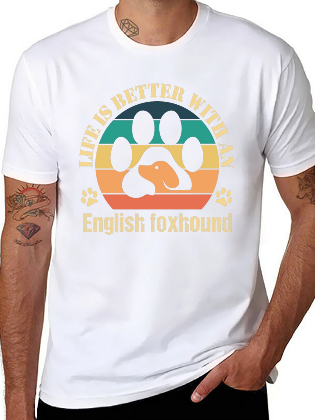 English Foxhound Dog Paw Print T-Shirt