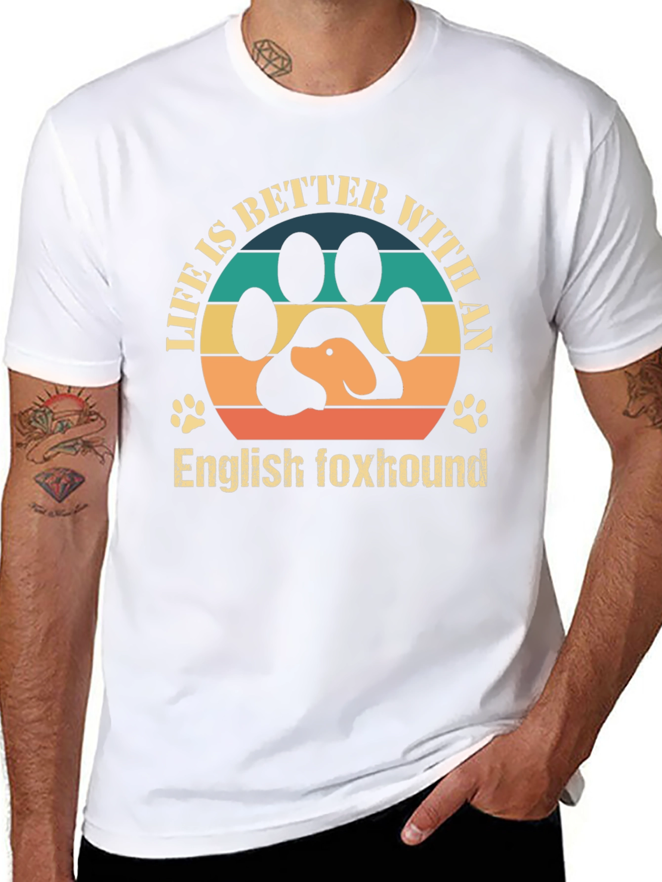 English Foxhound Dog Paw Print T-Shirt