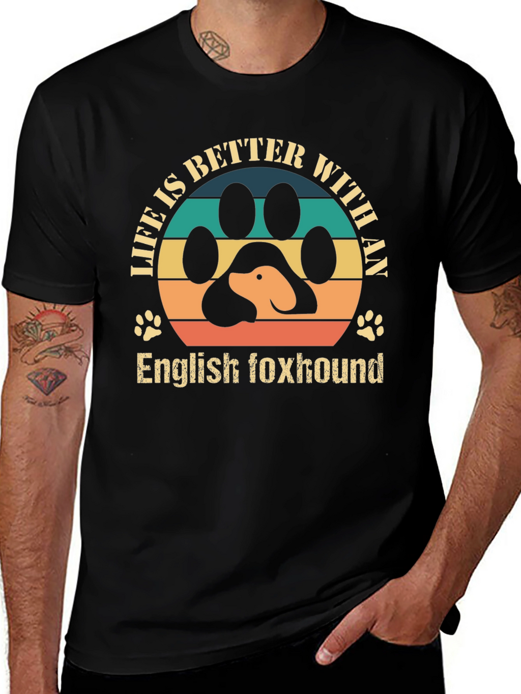 English Foxhound Dog Paw Print T-Shirt