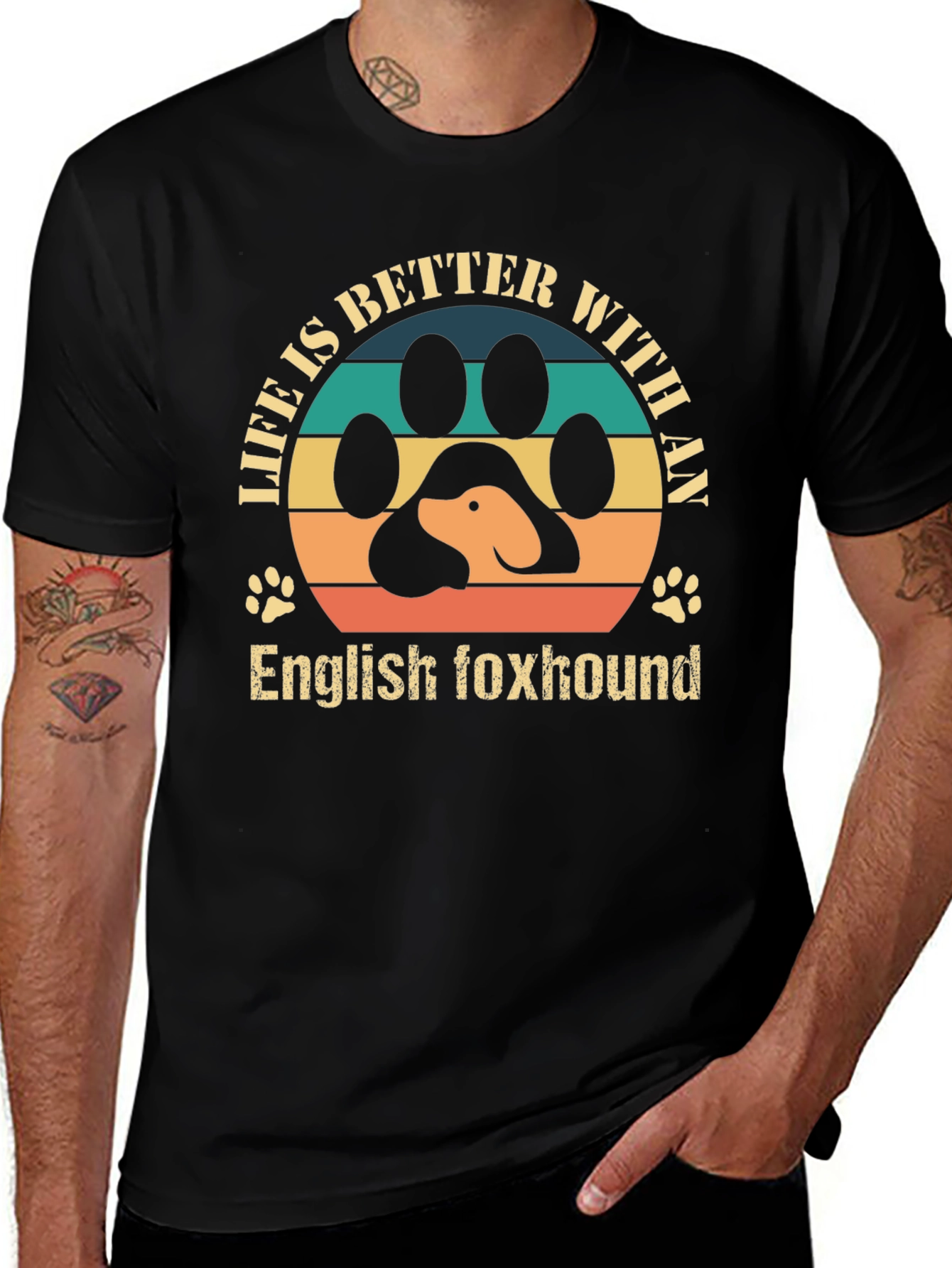 English Foxhound Dog Paw Print T-Shirt