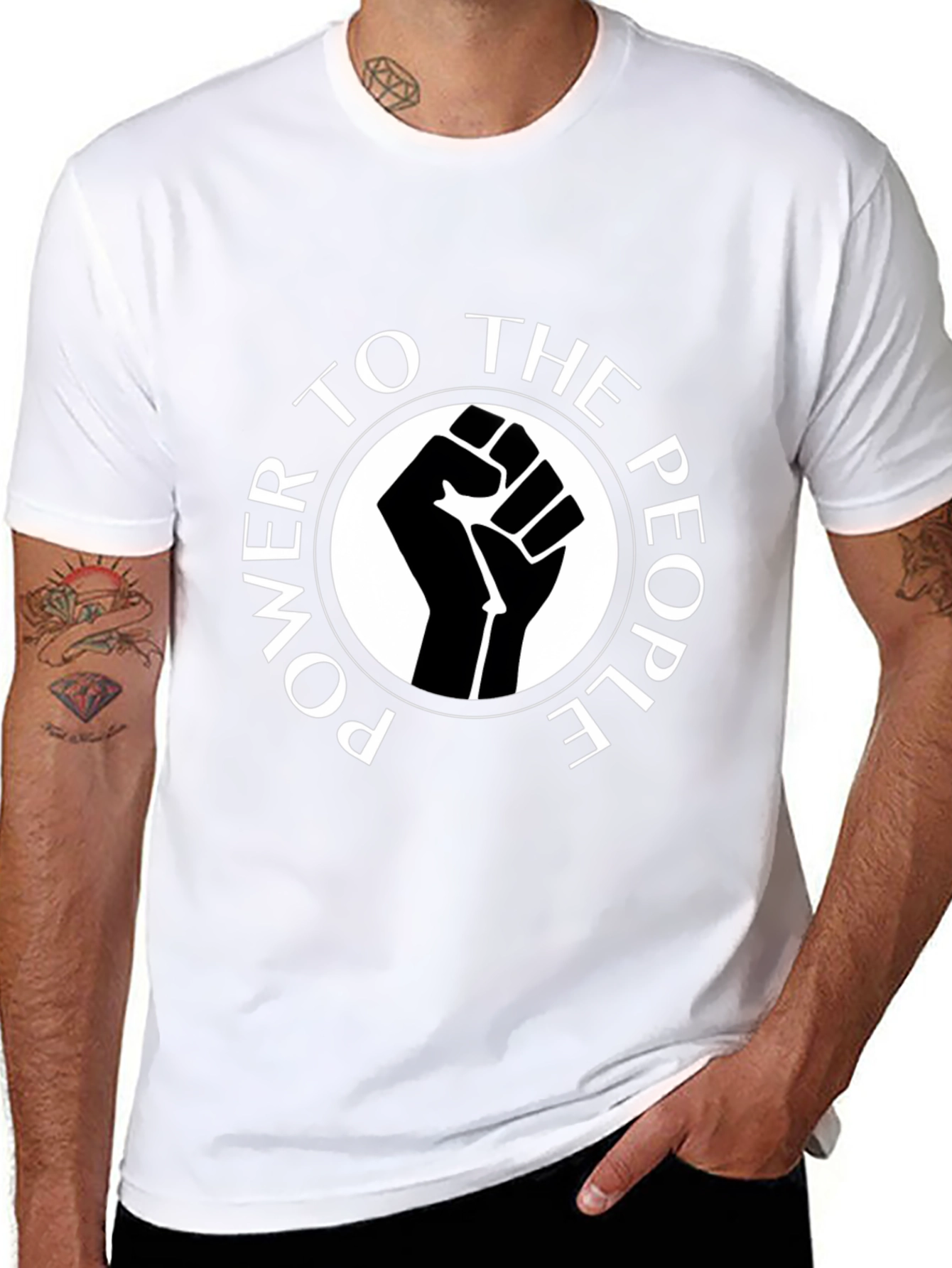 Power to the People Graphic Tee - Black