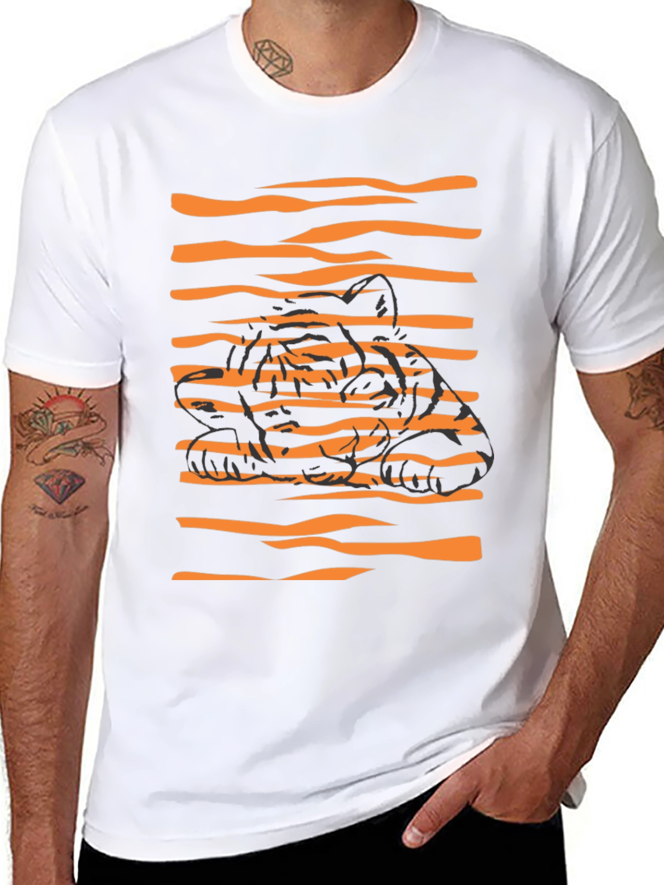 Striking Tiger Graphic Black T-Shirt