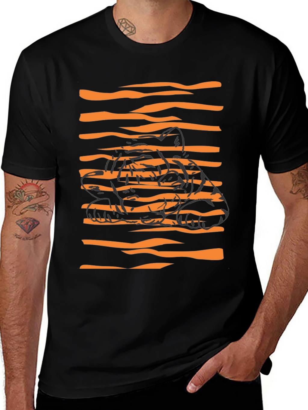 Striking Tiger Graphic Black T-Shirt