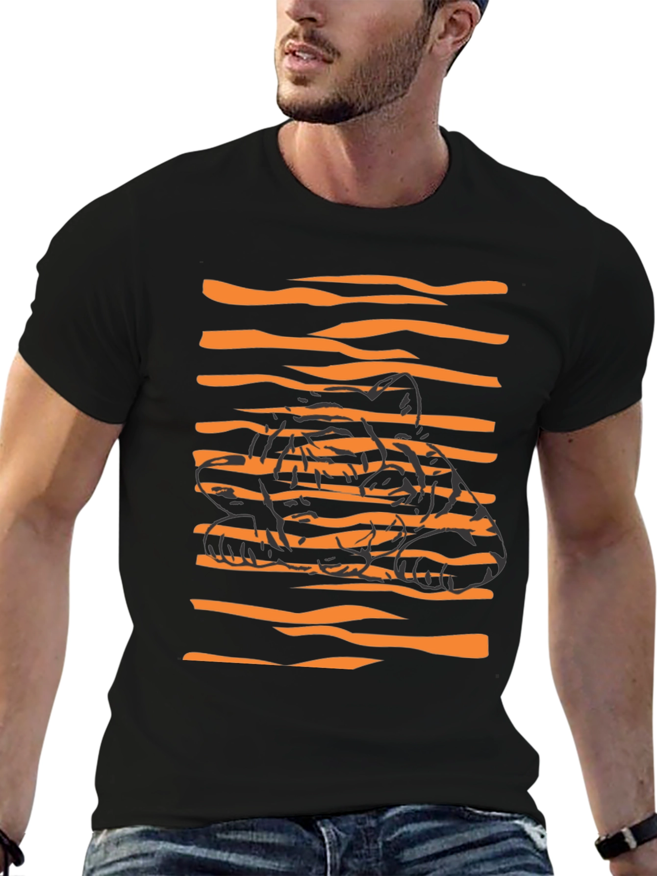 Striking Tiger Graphic Black T-Shirt