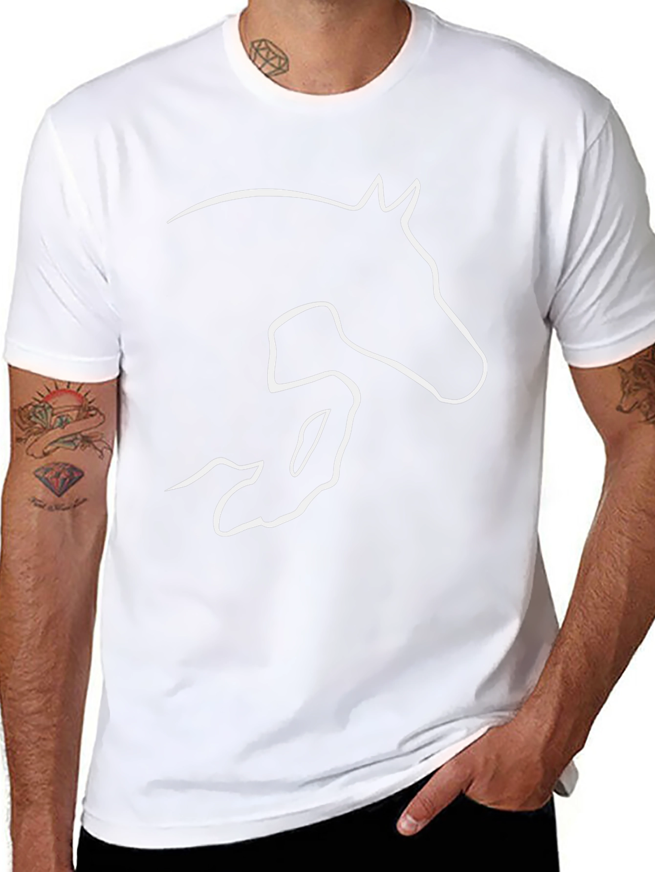 Equestrian Horse Jumping Outline Graphic T-Shirt