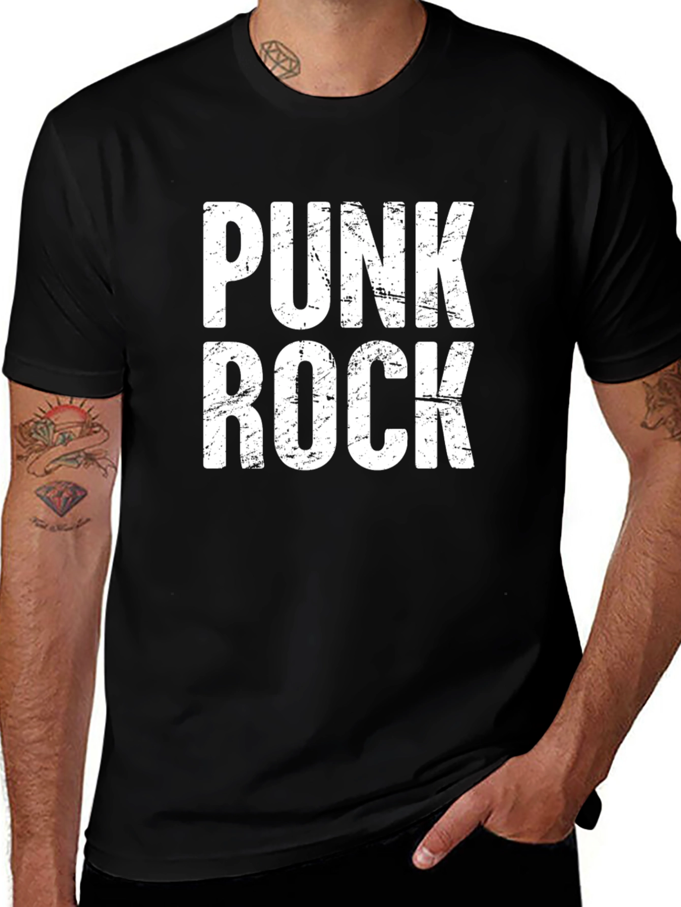Punk Rock Graphic Tee - Black Cotton T-Shirt