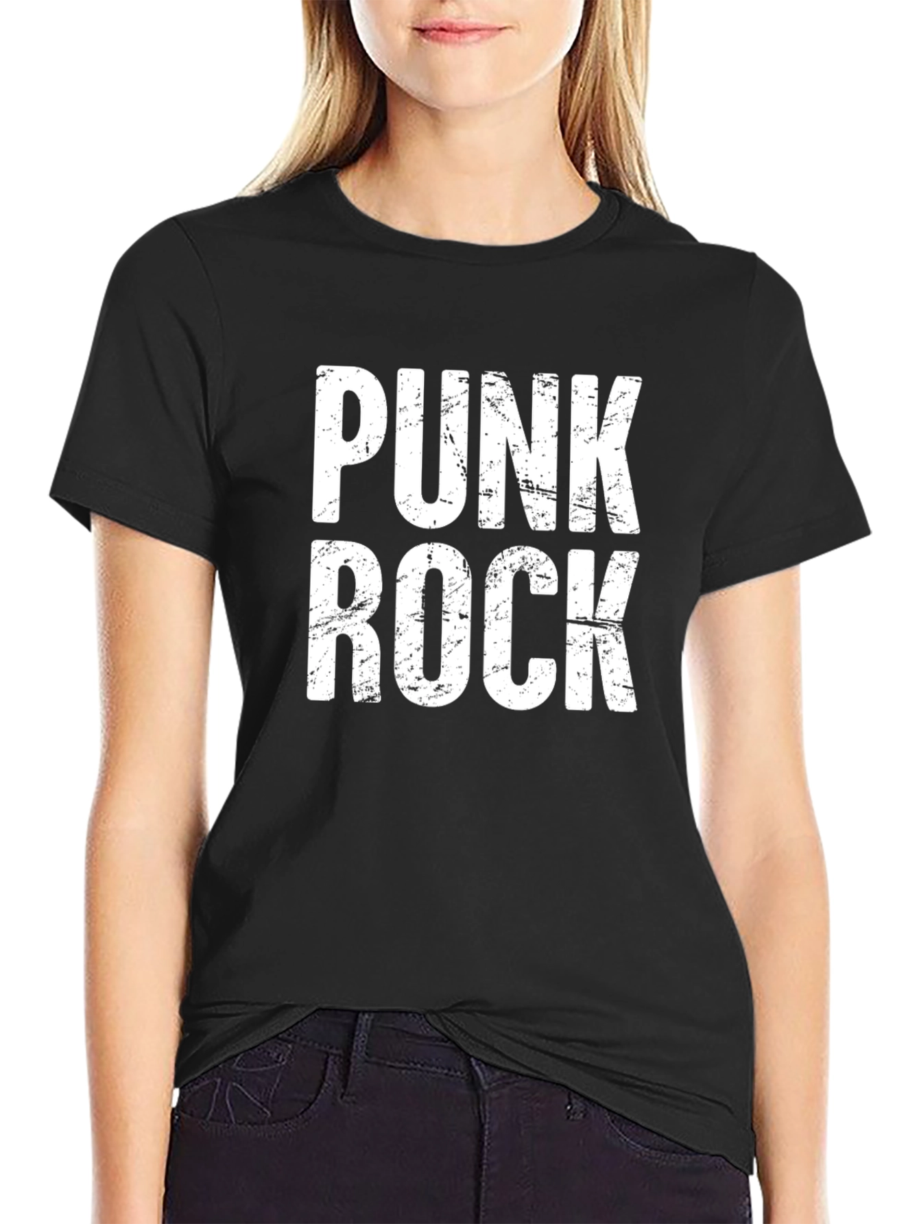 Punk Rock Graphic Tee - Black Cotton T-Shirt