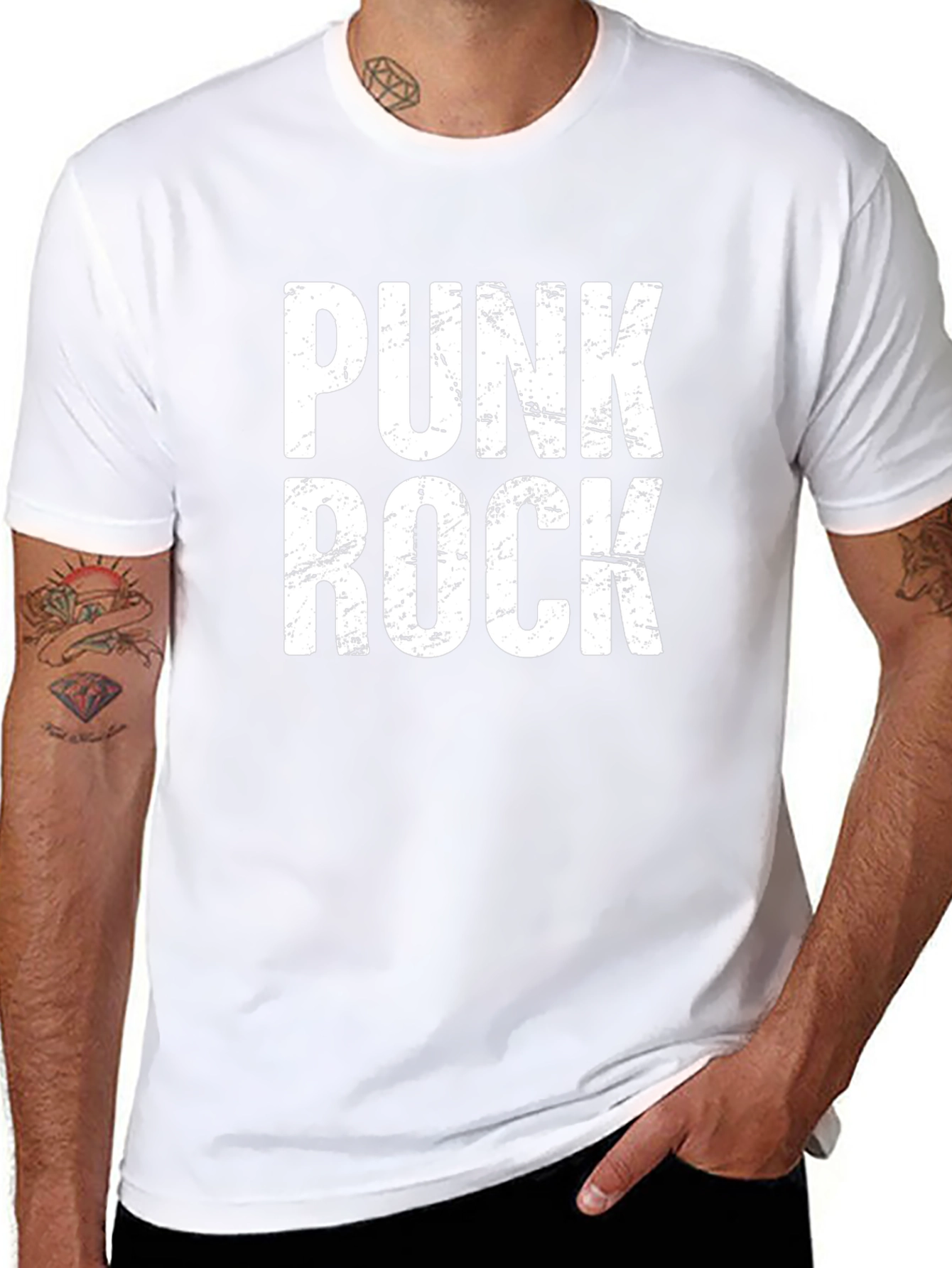 Punk Rock Graphic Tee - Black Cotton T-Shirt