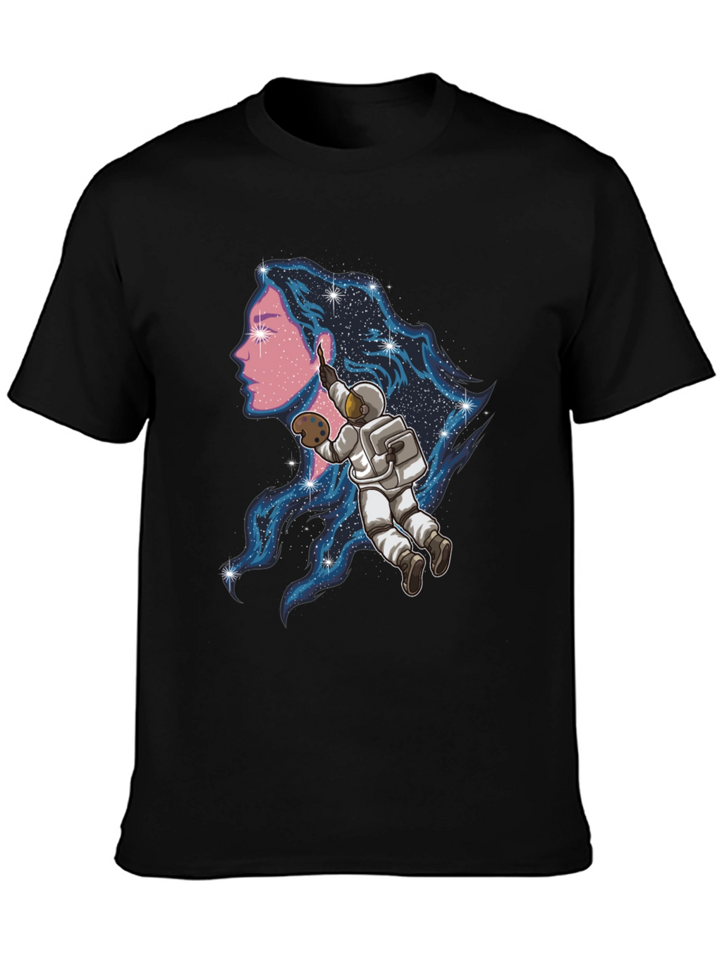 Astronaut Artist Graphic Tee - Black Cotton Blend