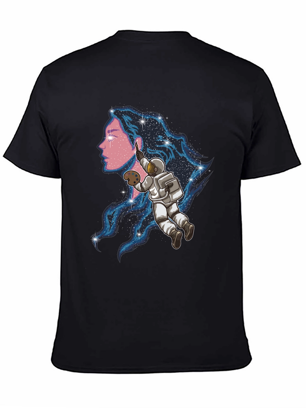 Astronaut Artist Graphic Tee - Black Cotton Blend
