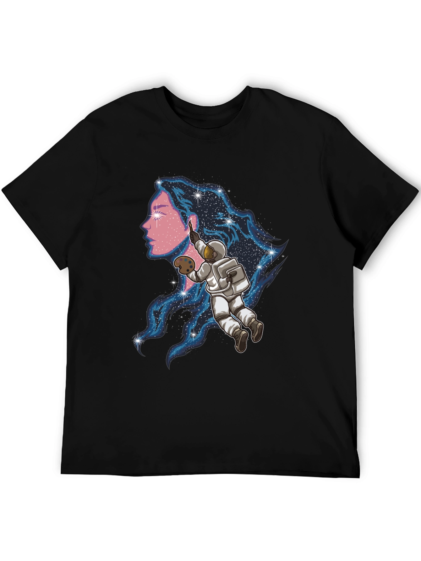 Astronaut Artist Graphic Tee - Black Cotton Blend