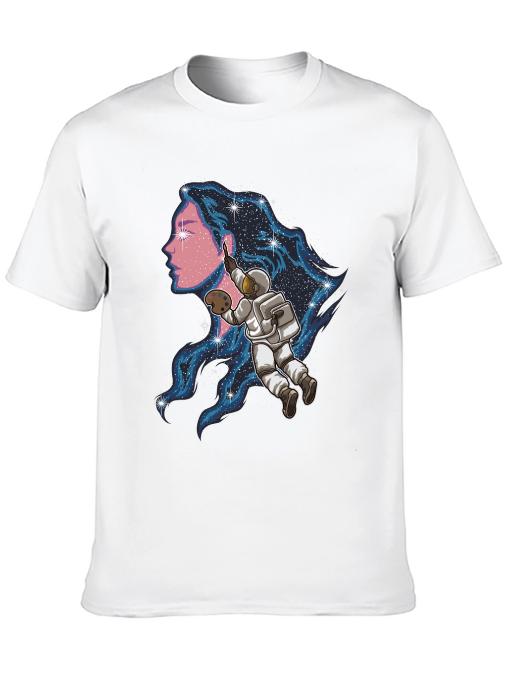 Astronaut Artist Graphic Tee - Black Cotton Blend