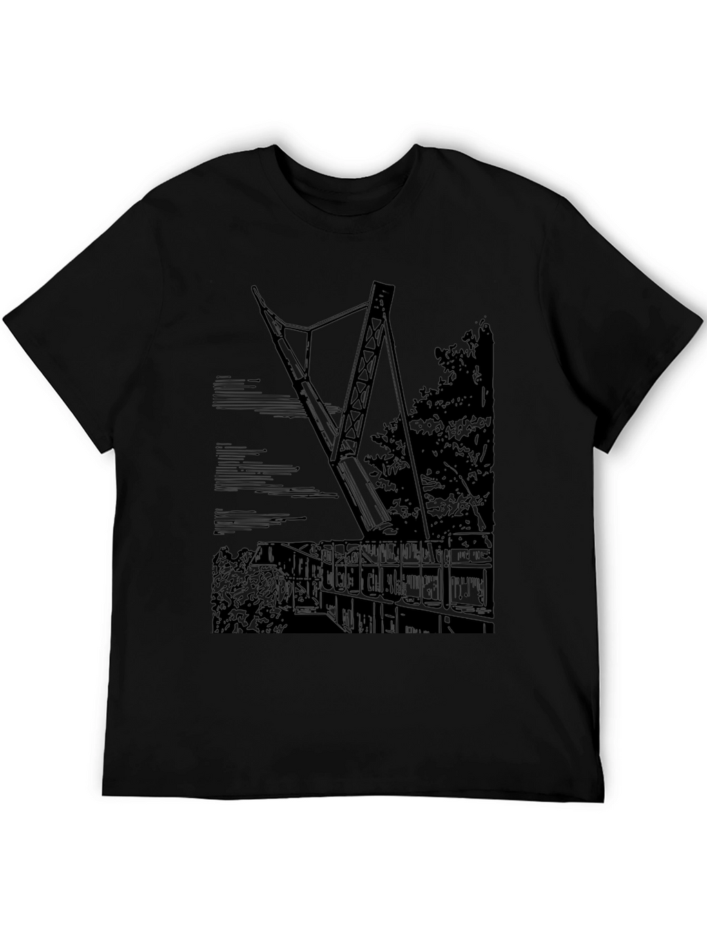 Black T-Shirt with Bridge Graphic