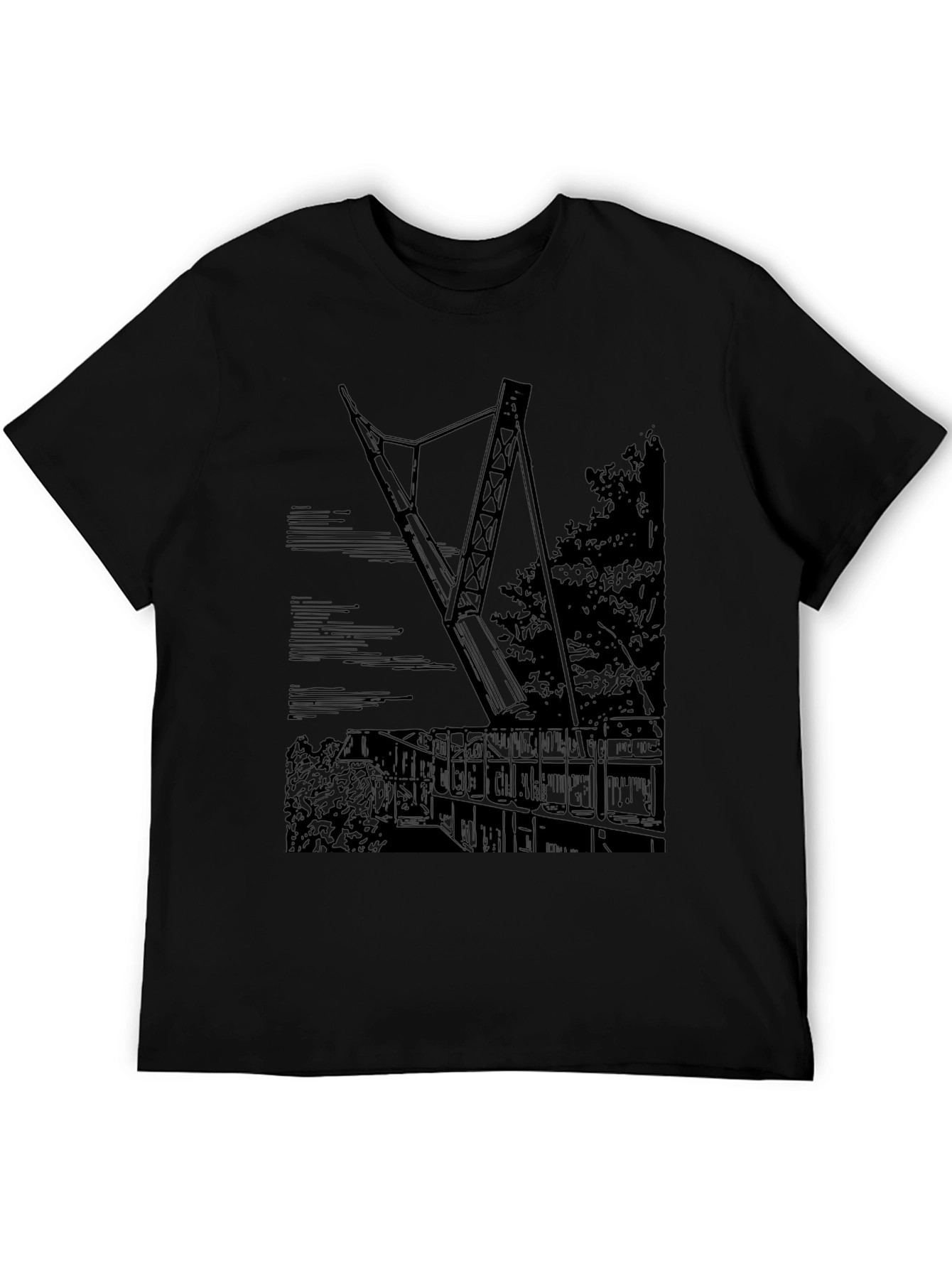 Black T-Shirt with Bridge Graphic