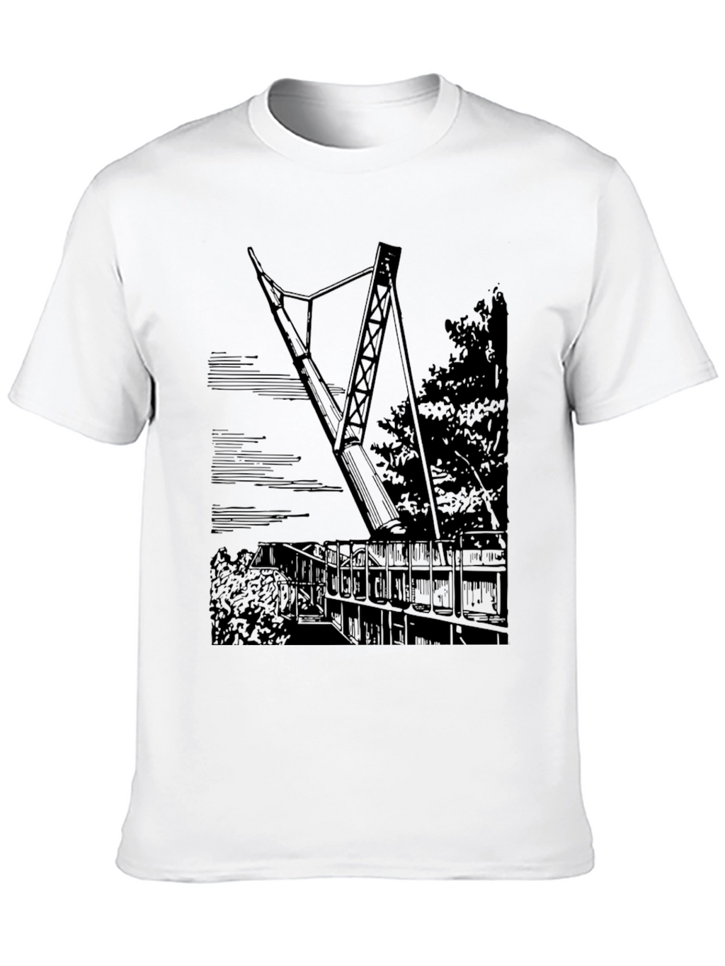 Black T-Shirt with Bridge Graphic