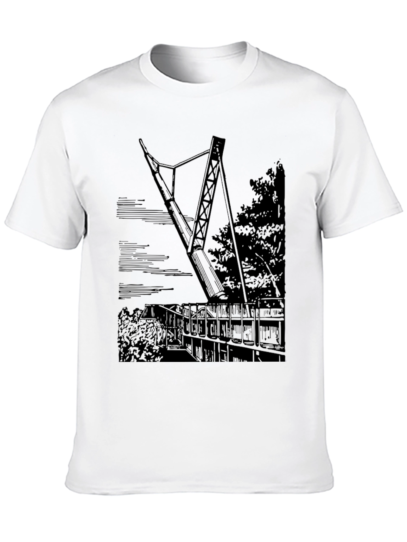 Black T-Shirt with Bridge Graphic