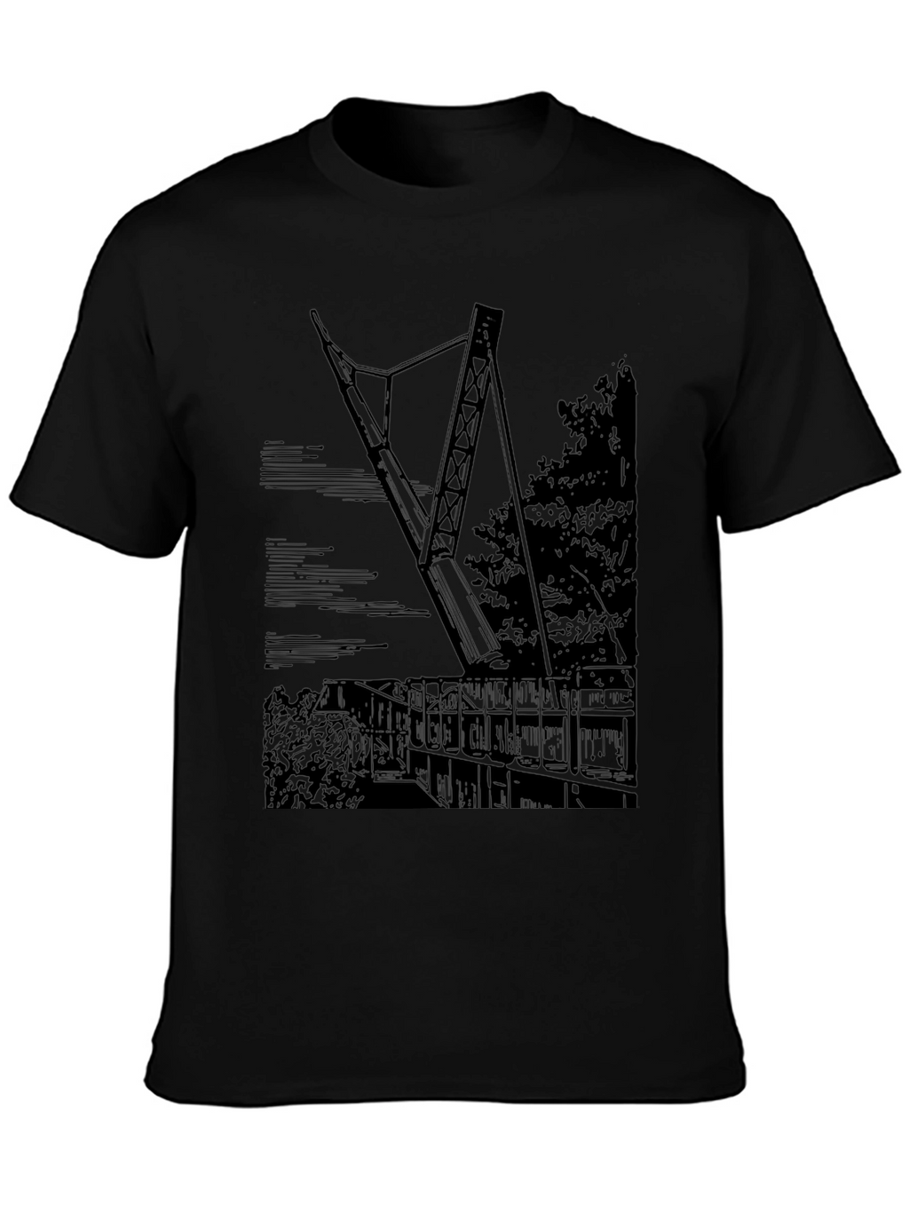 Black T-Shirt with Bridge Graphic