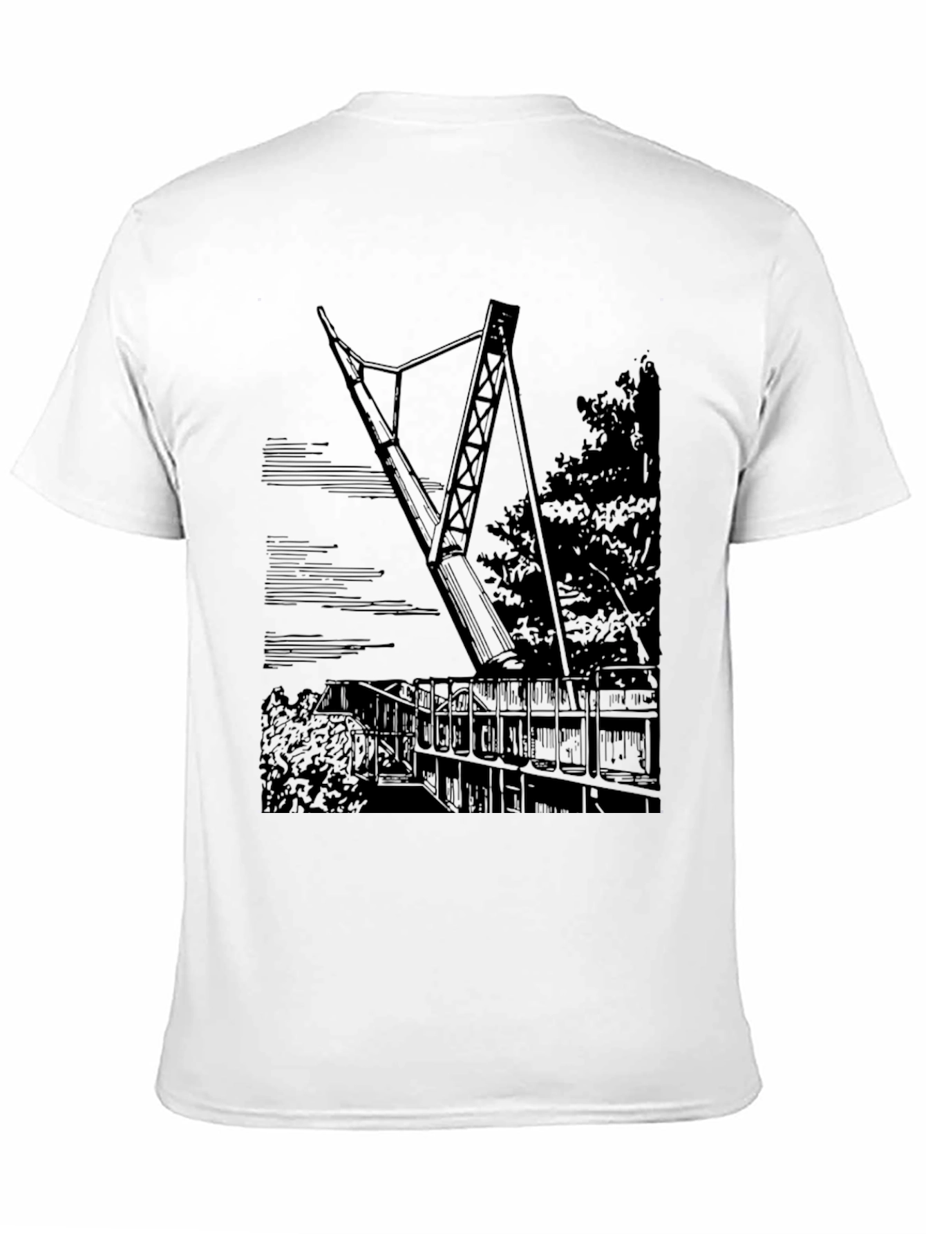 Black T-Shirt with Bridge Graphic