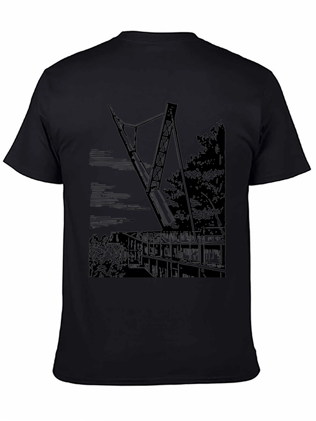 Black T-Shirt with Bridge Graphic