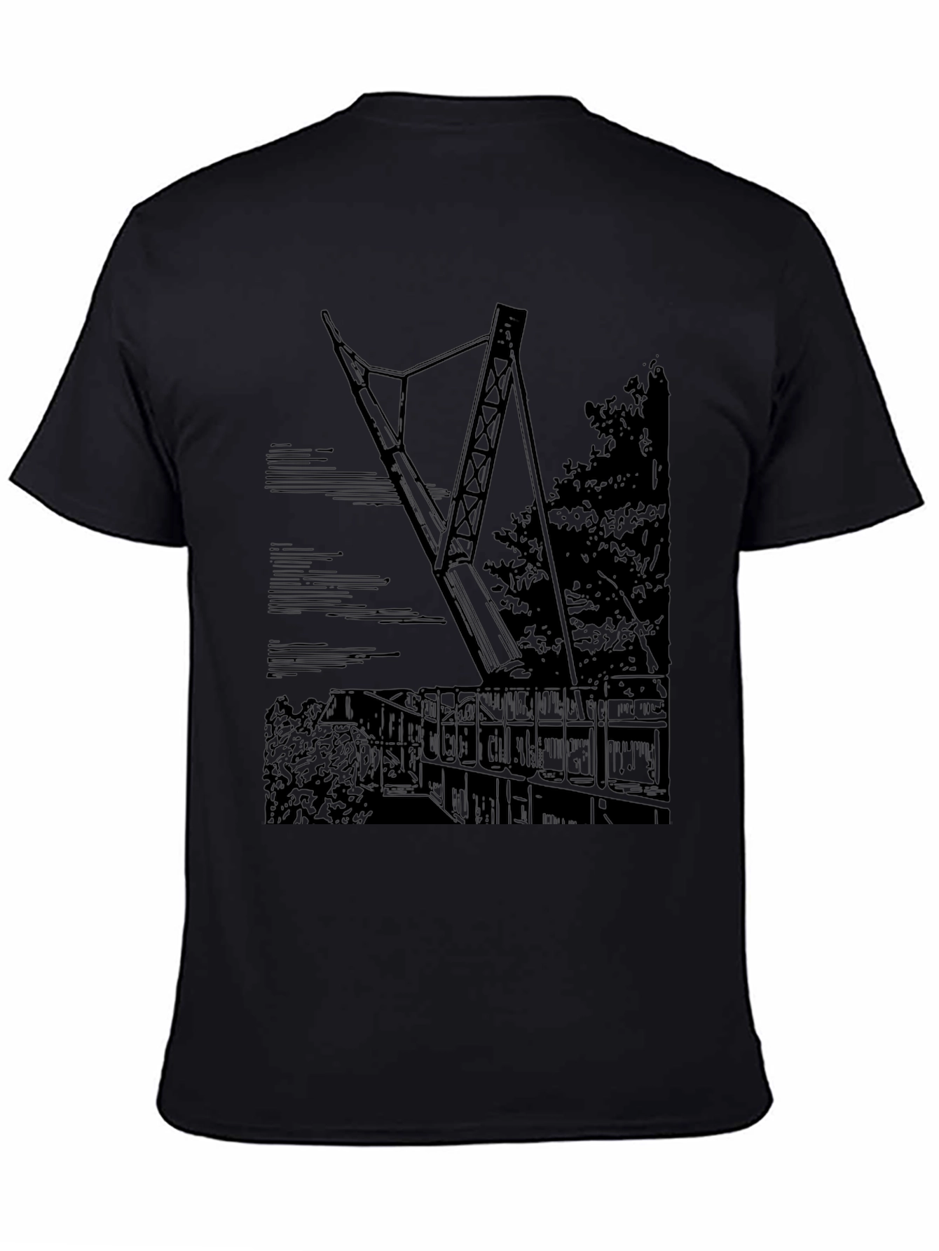 Black T-Shirt with Bridge Graphic