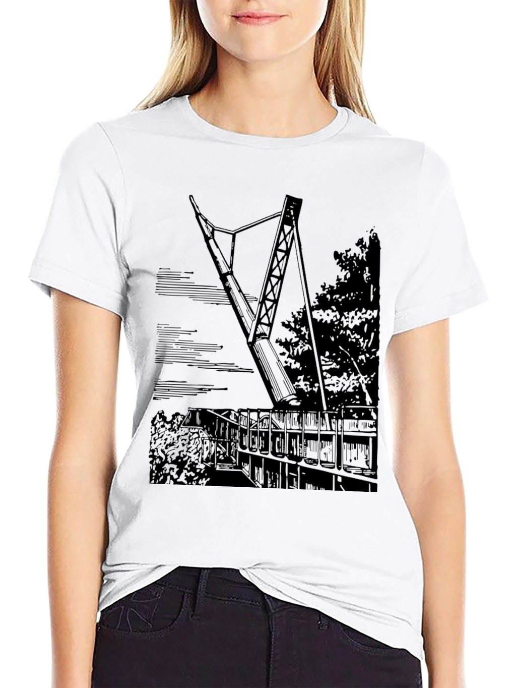 Black T-Shirt with Bridge Graphic