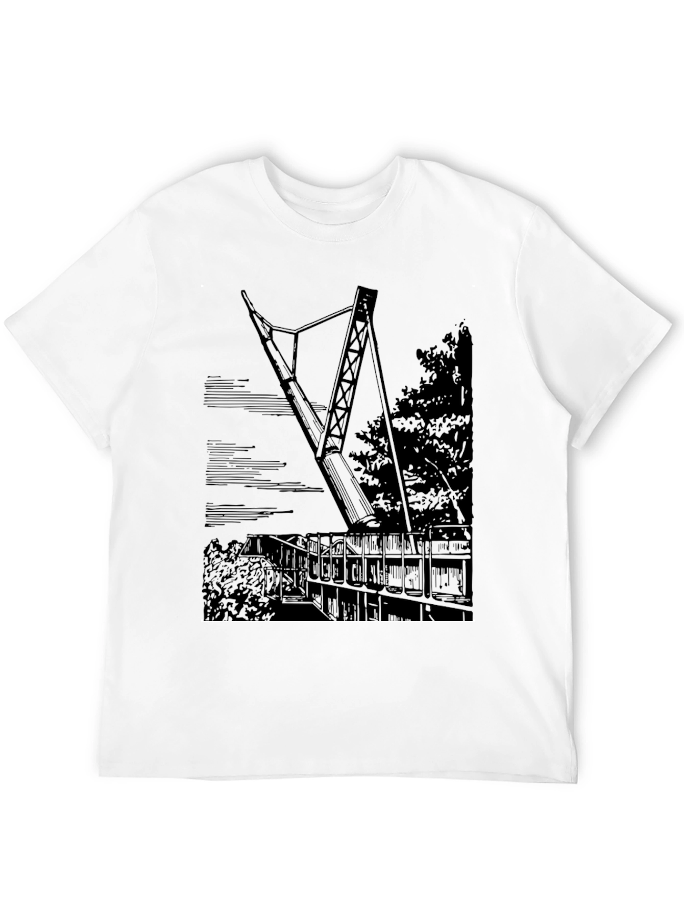 Black T-Shirt with Bridge Graphic