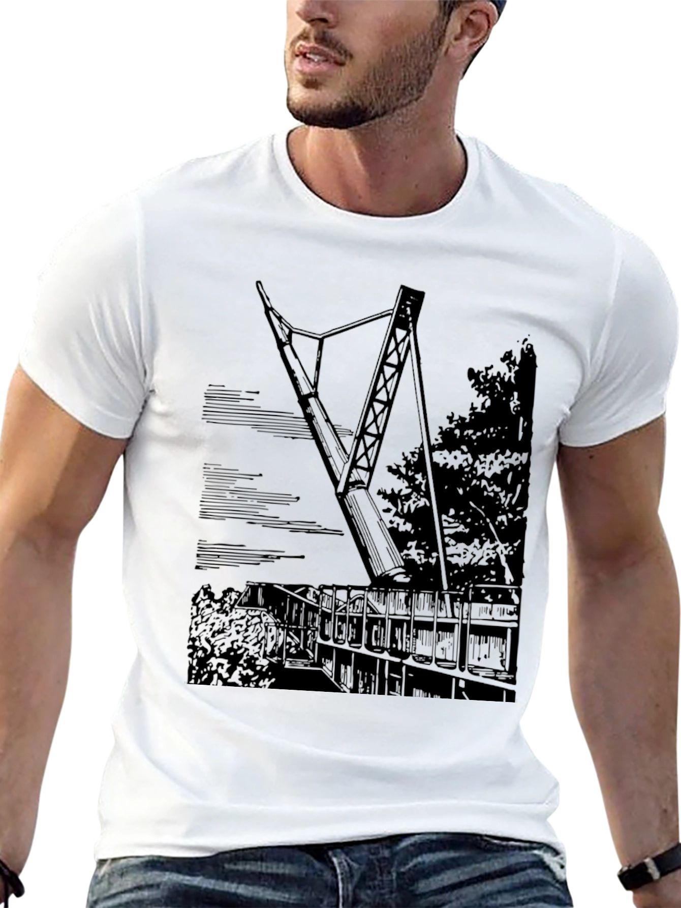 Black T-Shirt with Bridge Graphic