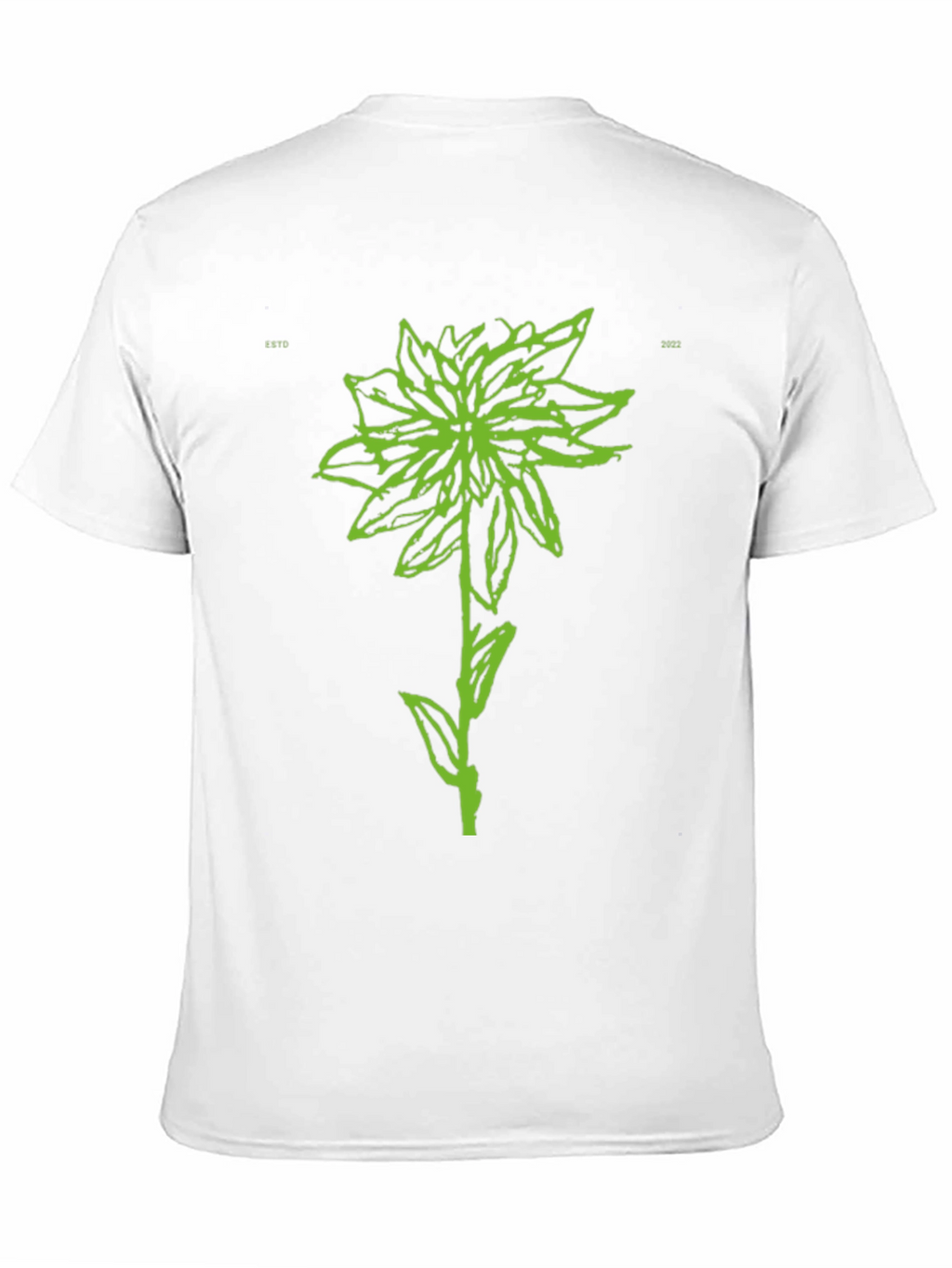 Green Flower Graphic Black T-Shirt