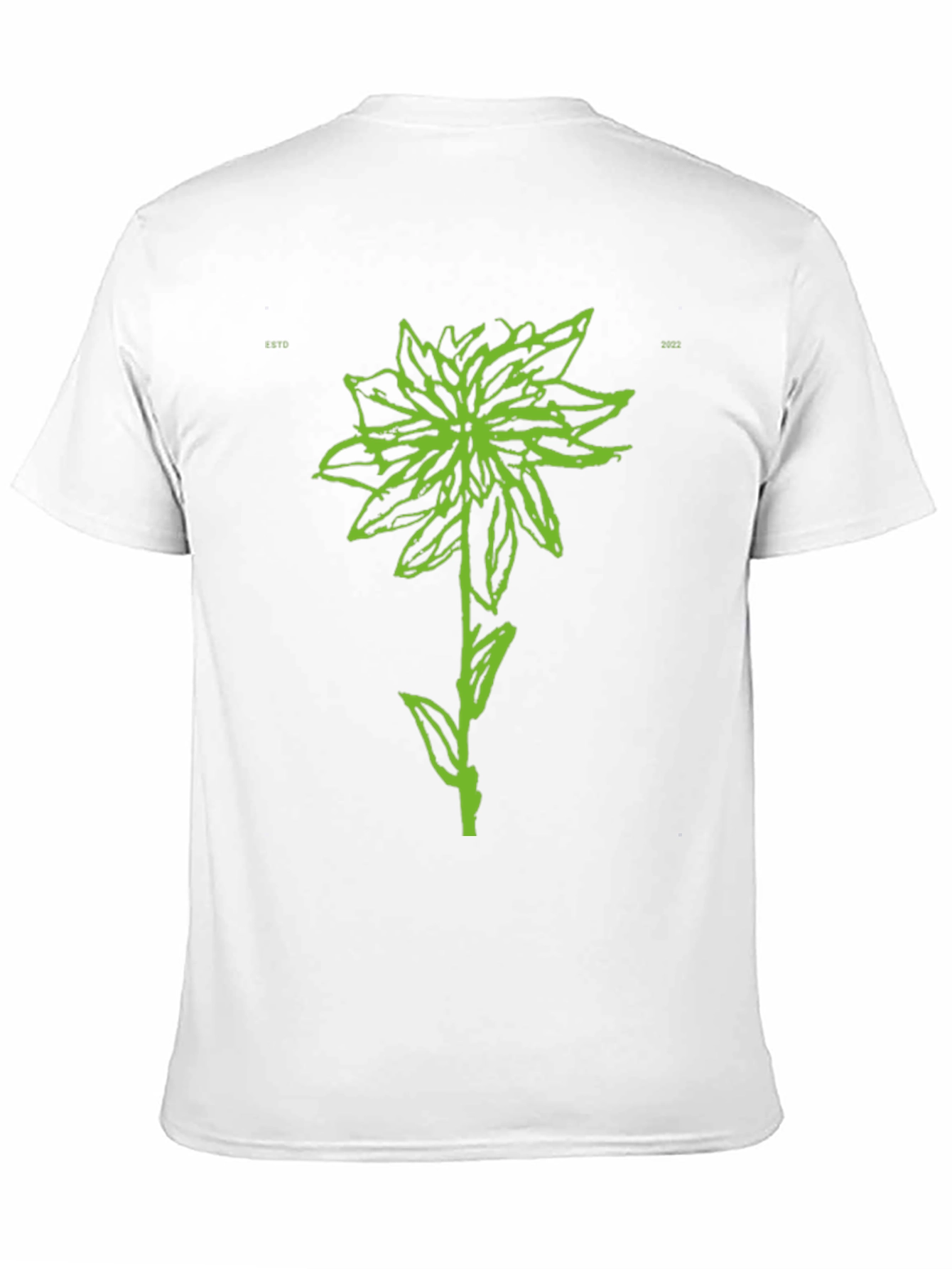 Green Flower Graphic Black T-Shirt