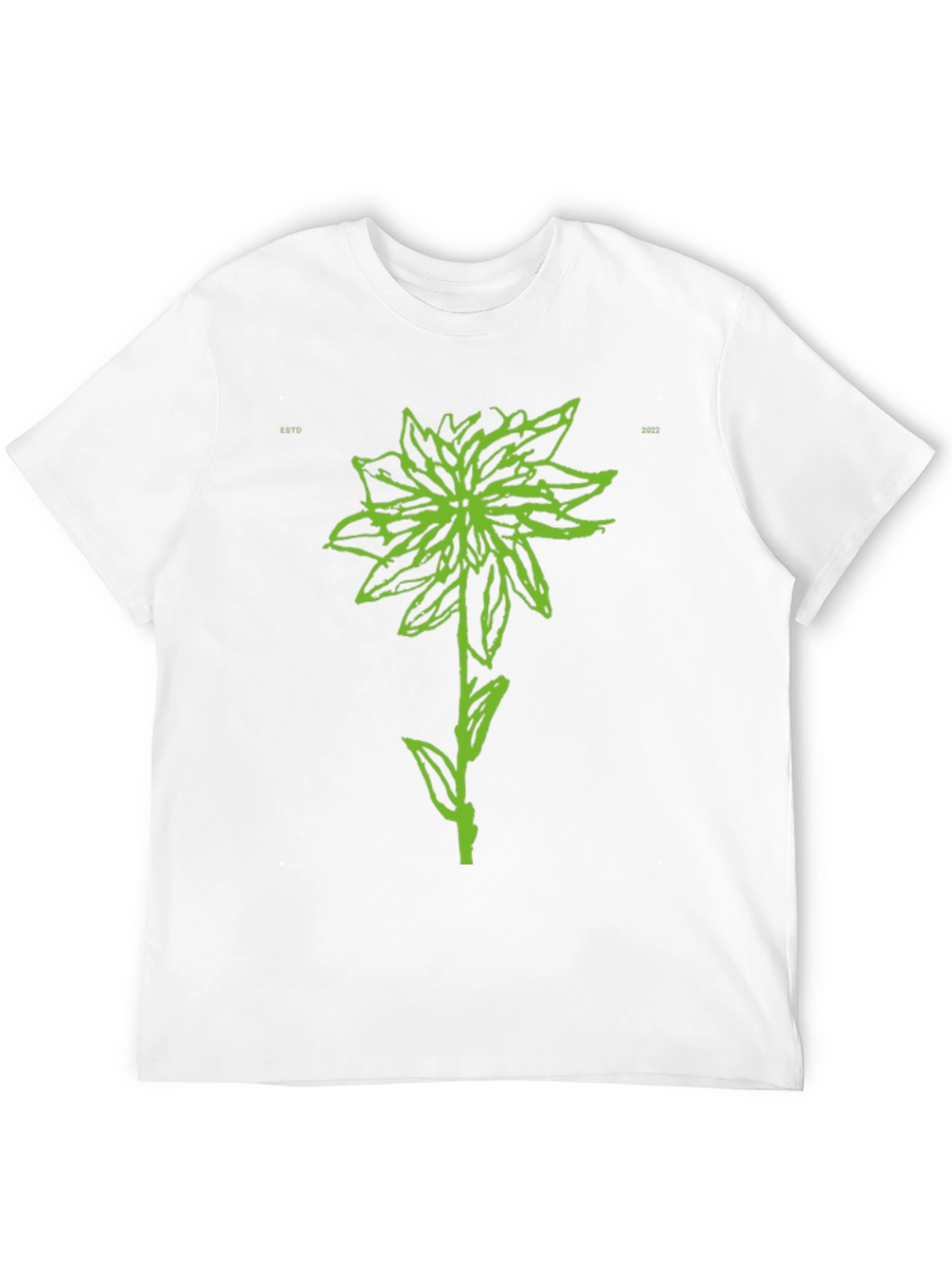 Green Flower Graphic Black T-Shirt