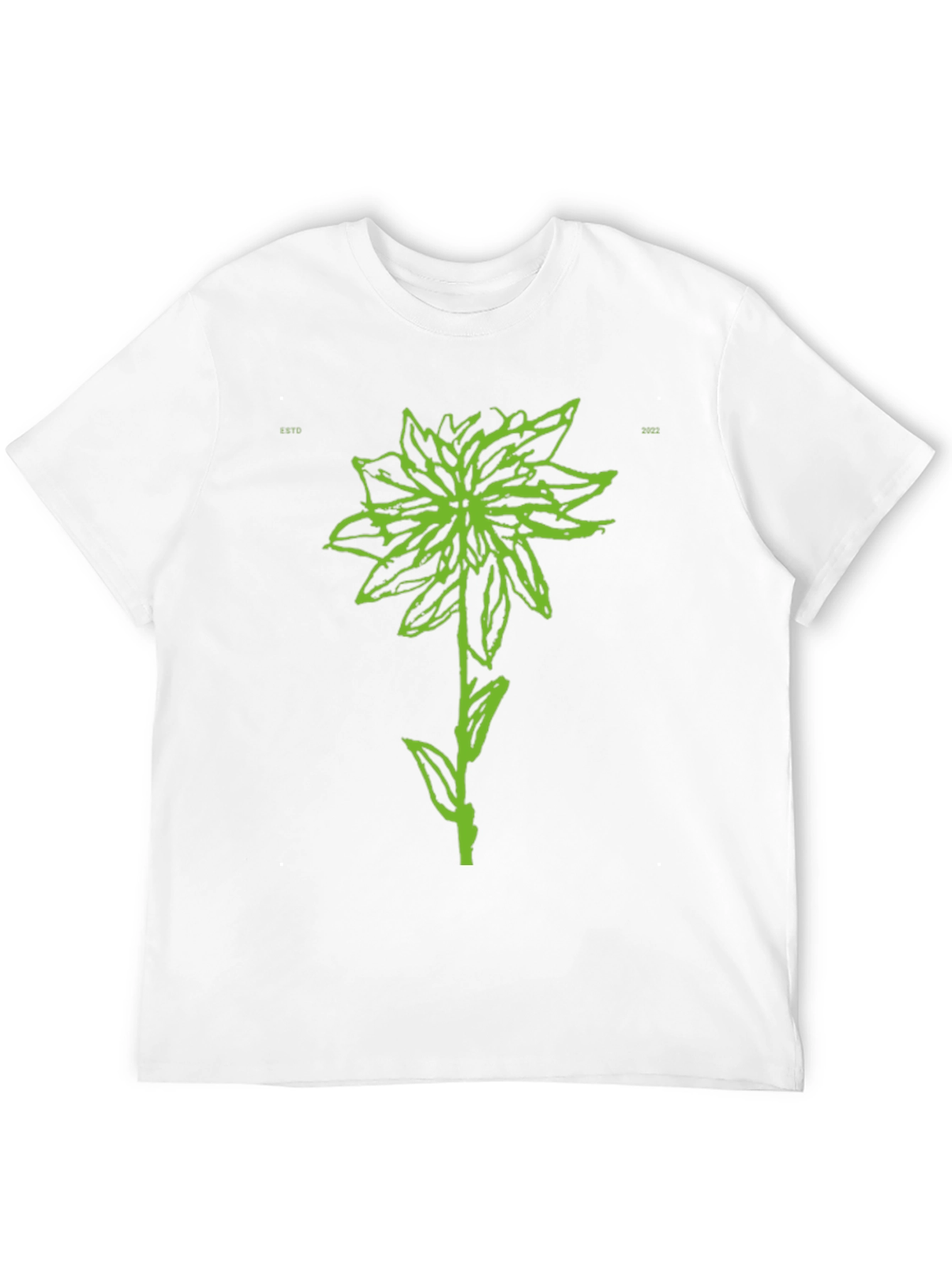Green Flower Graphic Black T-Shirt