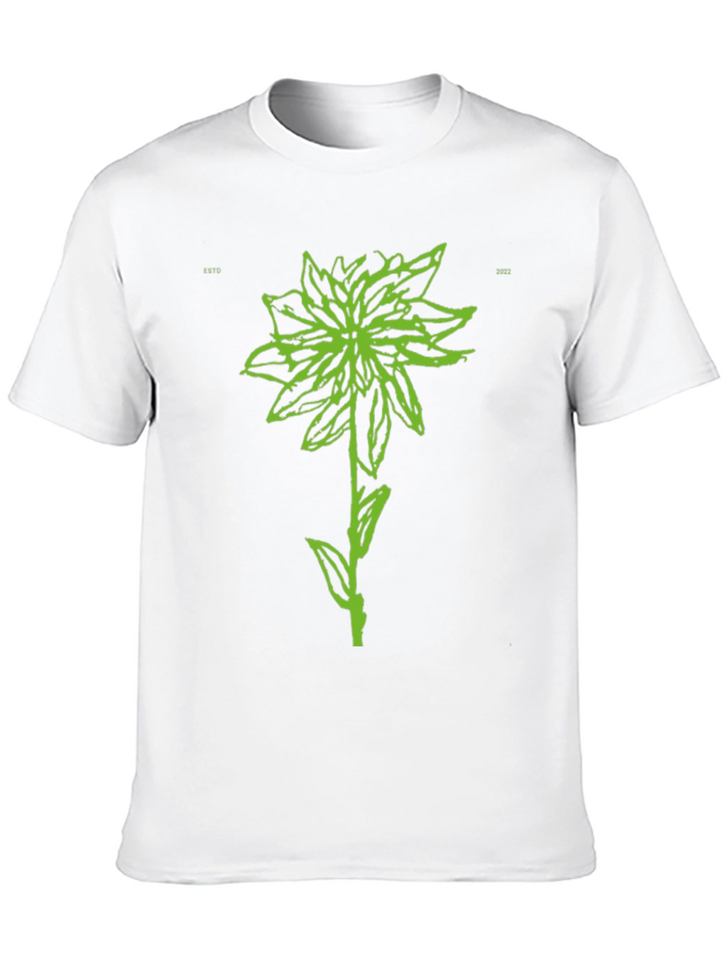 Green Flower Graphic Black T-Shirt
