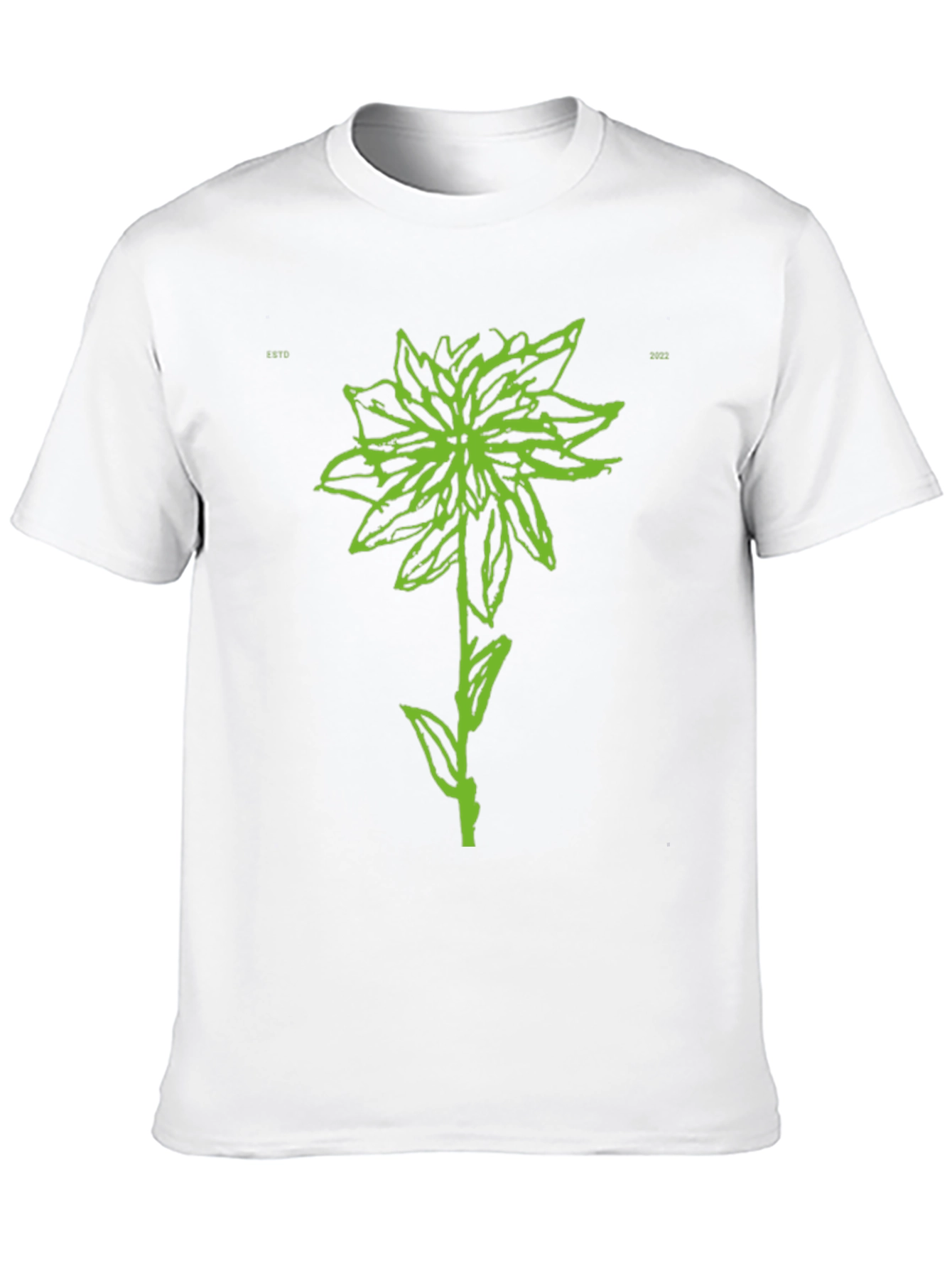 Green Flower Graphic Black T-Shirt