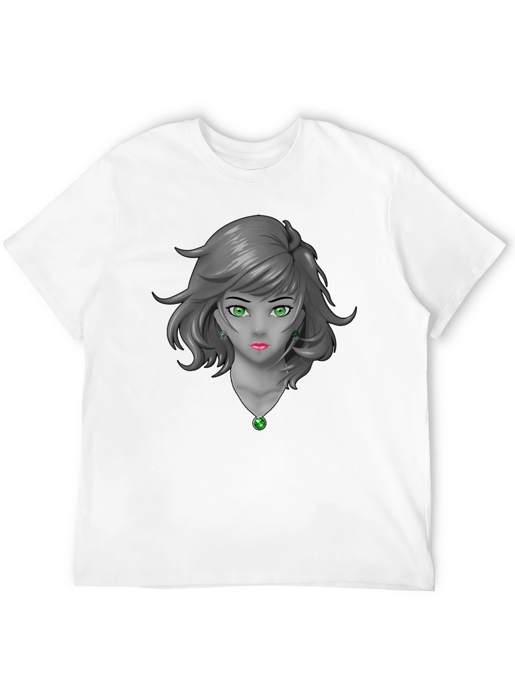 Anime Girl Graphic Tee - Emerald Accents