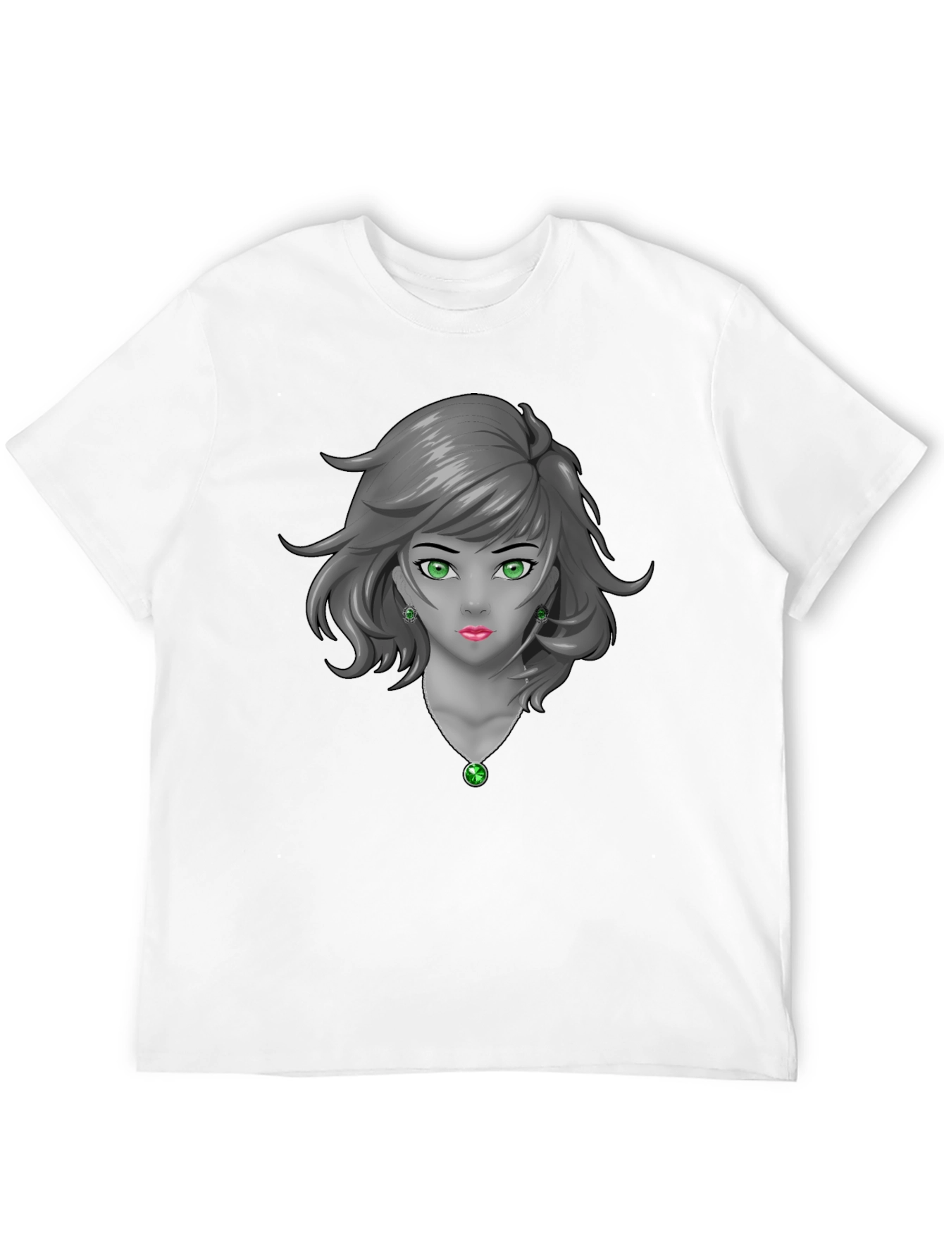 Anime Girl Graphic Tee - Emerald Accents