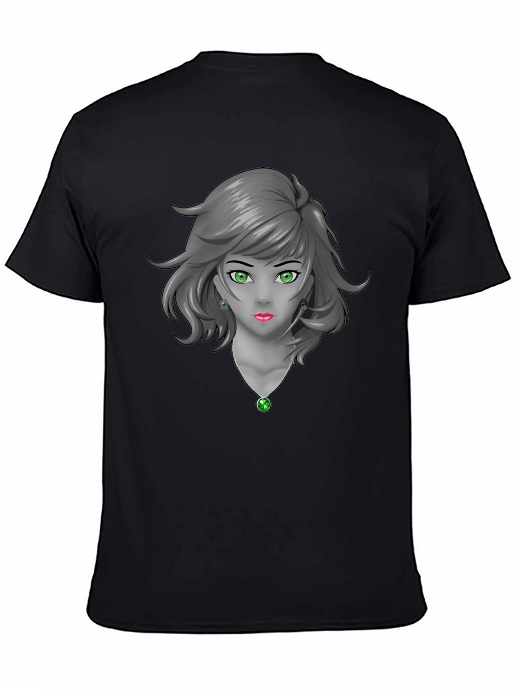 Anime Girl Graphic Tee - Emerald Accents