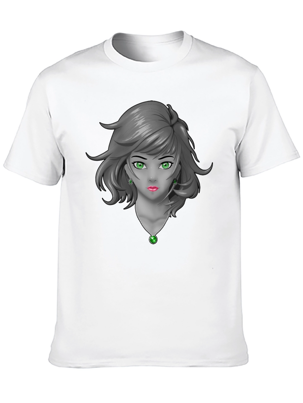 Anime Girl Graphic Tee - Emerald Accents