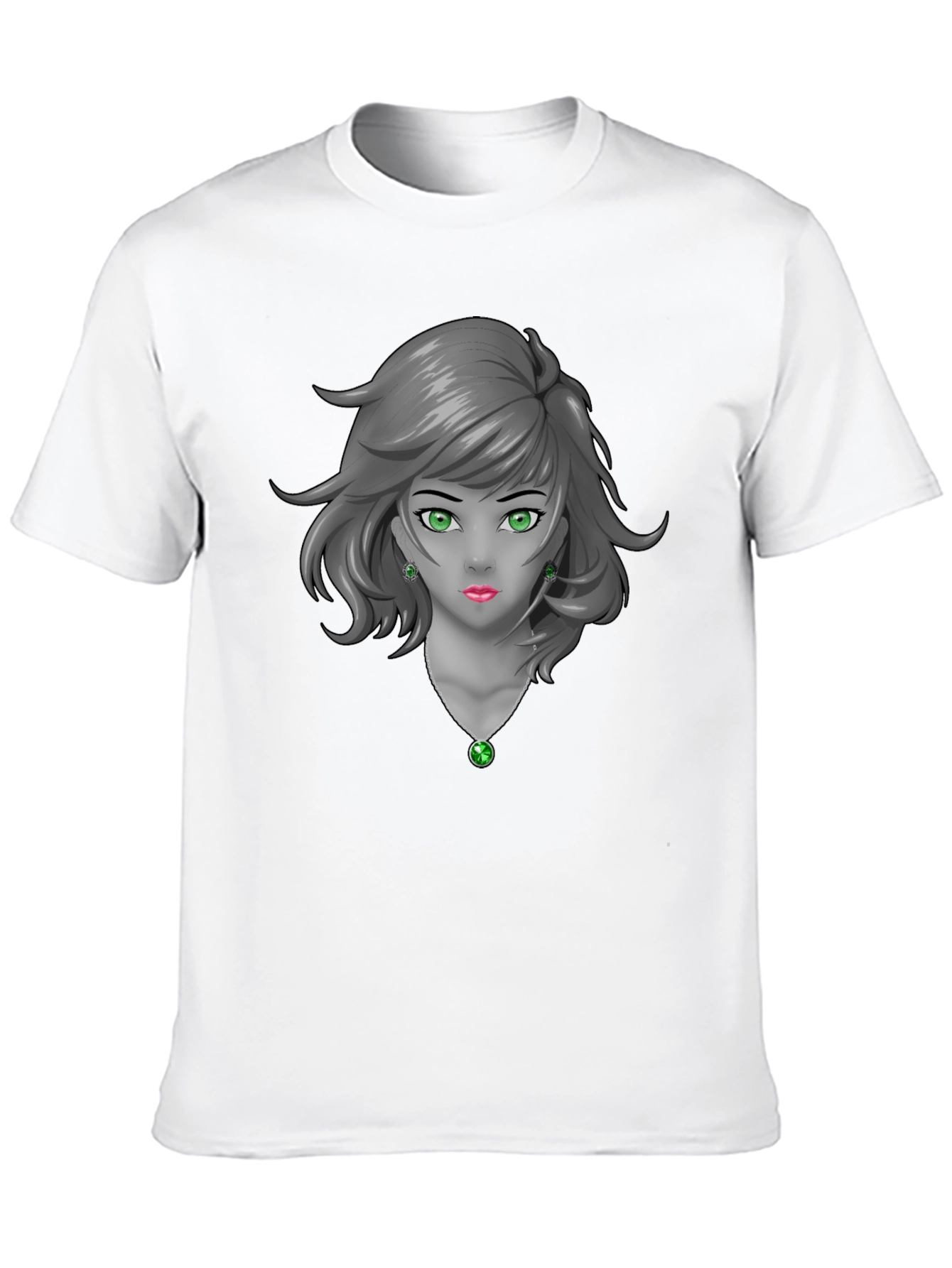 Anime Girl Graphic Tee - Emerald Accents