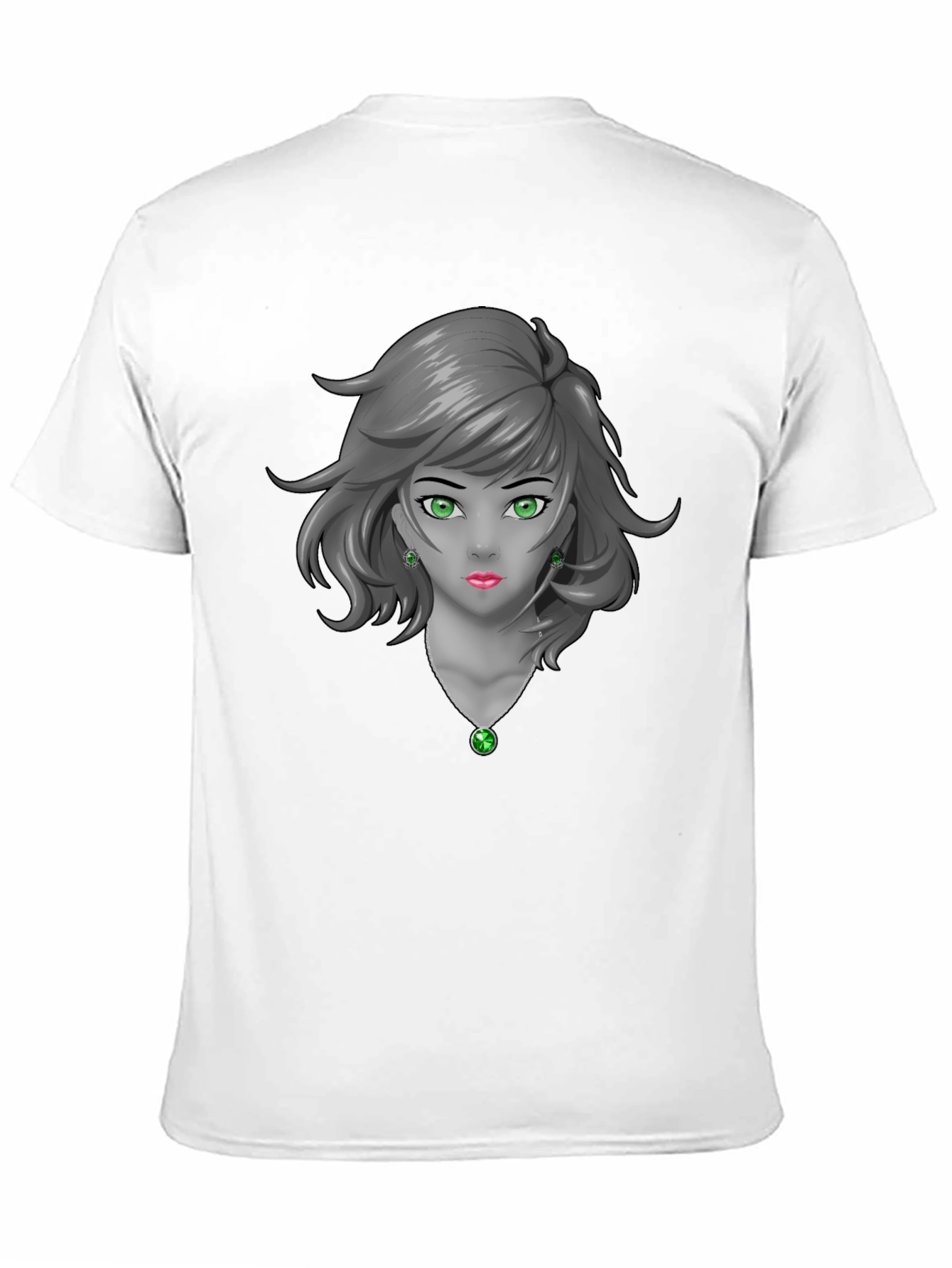 Anime Girl Graphic Tee - Emerald Accents