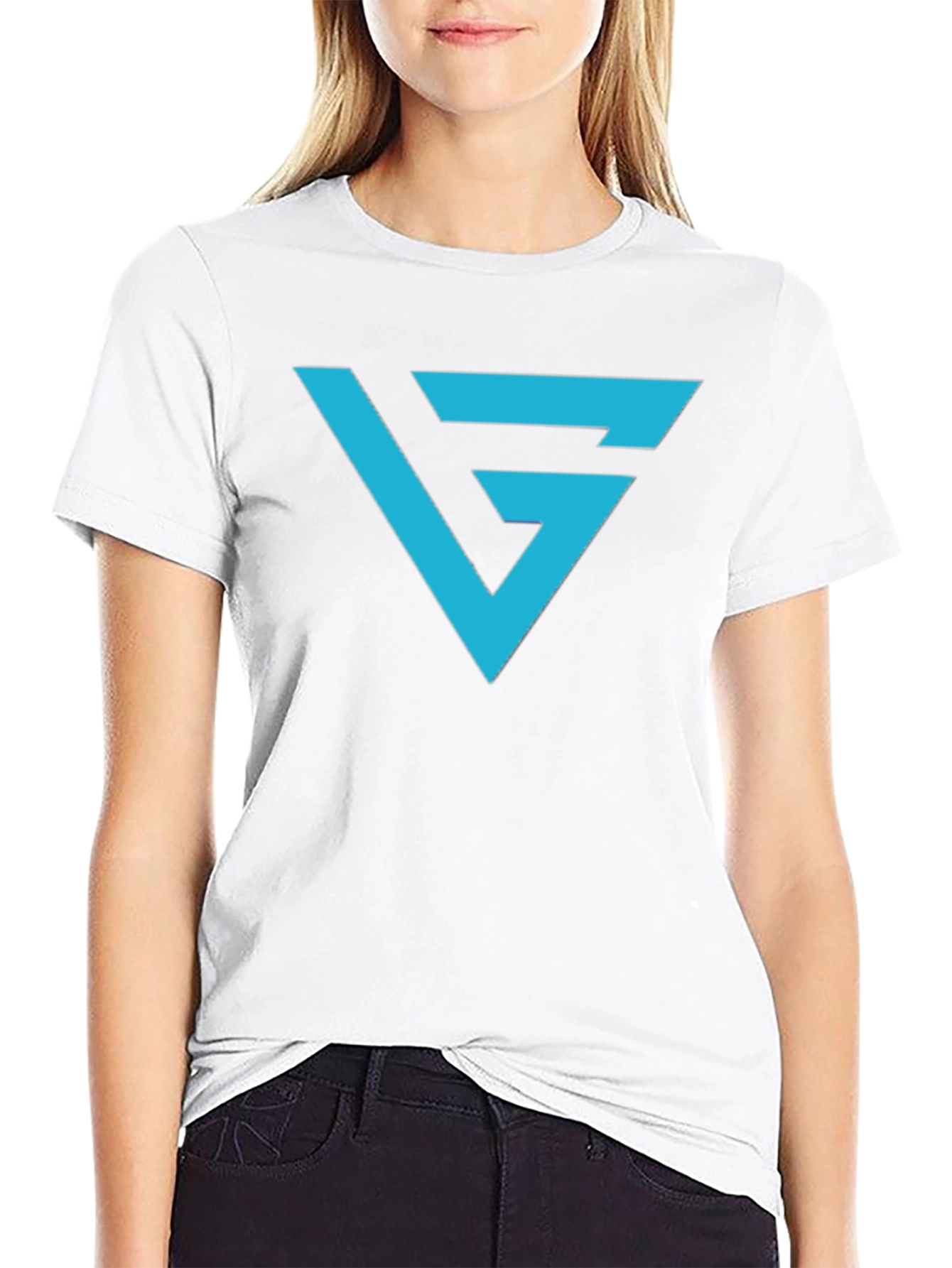 Modern Graphic Tee - Blue Logo on Black