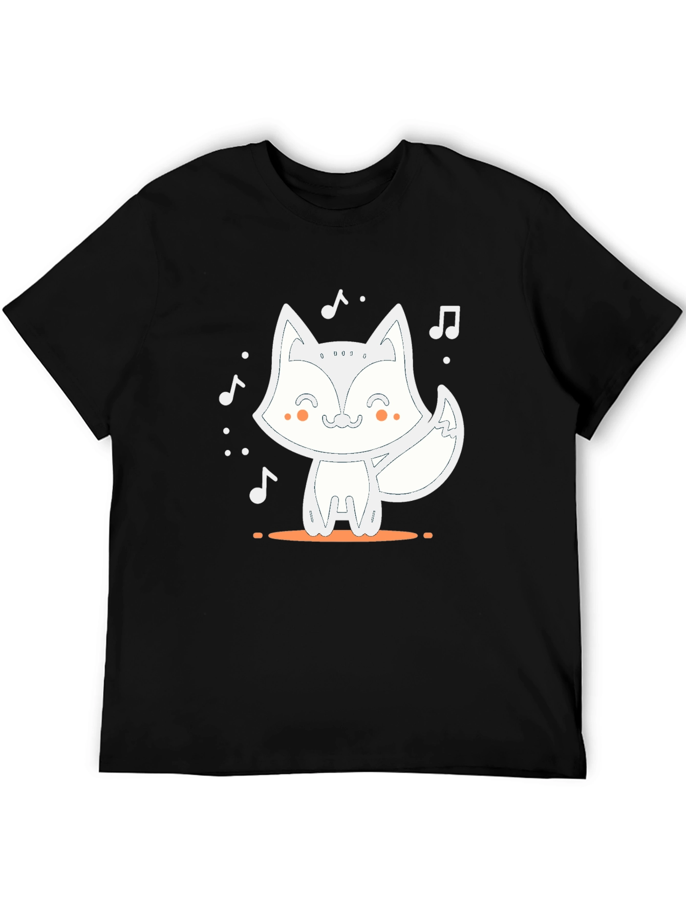 Cute Fox Music T-Shirt - Black Casual Tee