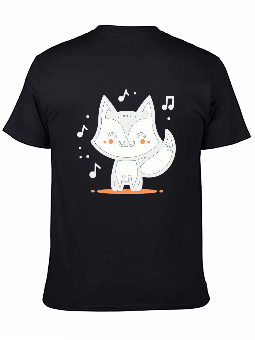 Cute Fox Music T-Shirt - Black Casual Tee