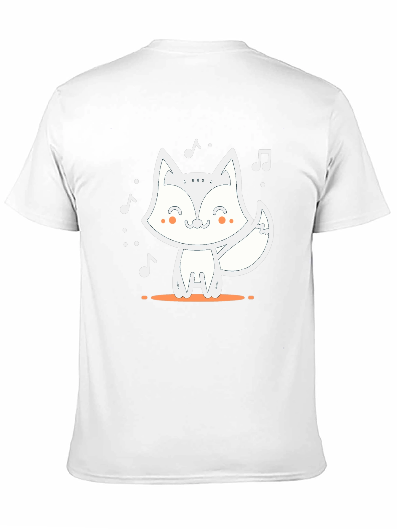 Cute Fox Music T-Shirt - Black Casual Tee